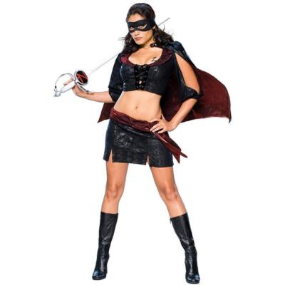 zorro fancy dress ladies Lady Sassy Outfit size XS Womens Costume Licensed Secret Wishes off white cotton dress
