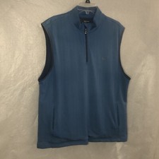 Greg Norman Play Dry 1/4 Zip Blue Herringbone Golf Vest Size Men's XL EUC