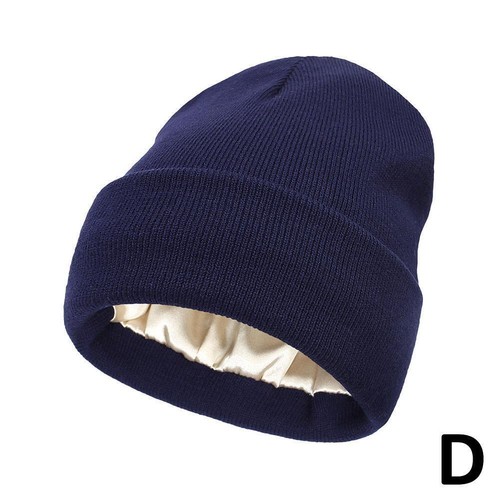 Satin Lined Beanie Unisex Wool Knit Hats Winter Warm Beanie Silk Lined Hats W2V5 - Foto 13 di 22