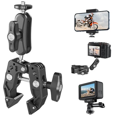 TELESIN Super Clamp Camera Mount w/ 360 Ball Head 1/4'' 3/8'' Port for GoPro 13 12