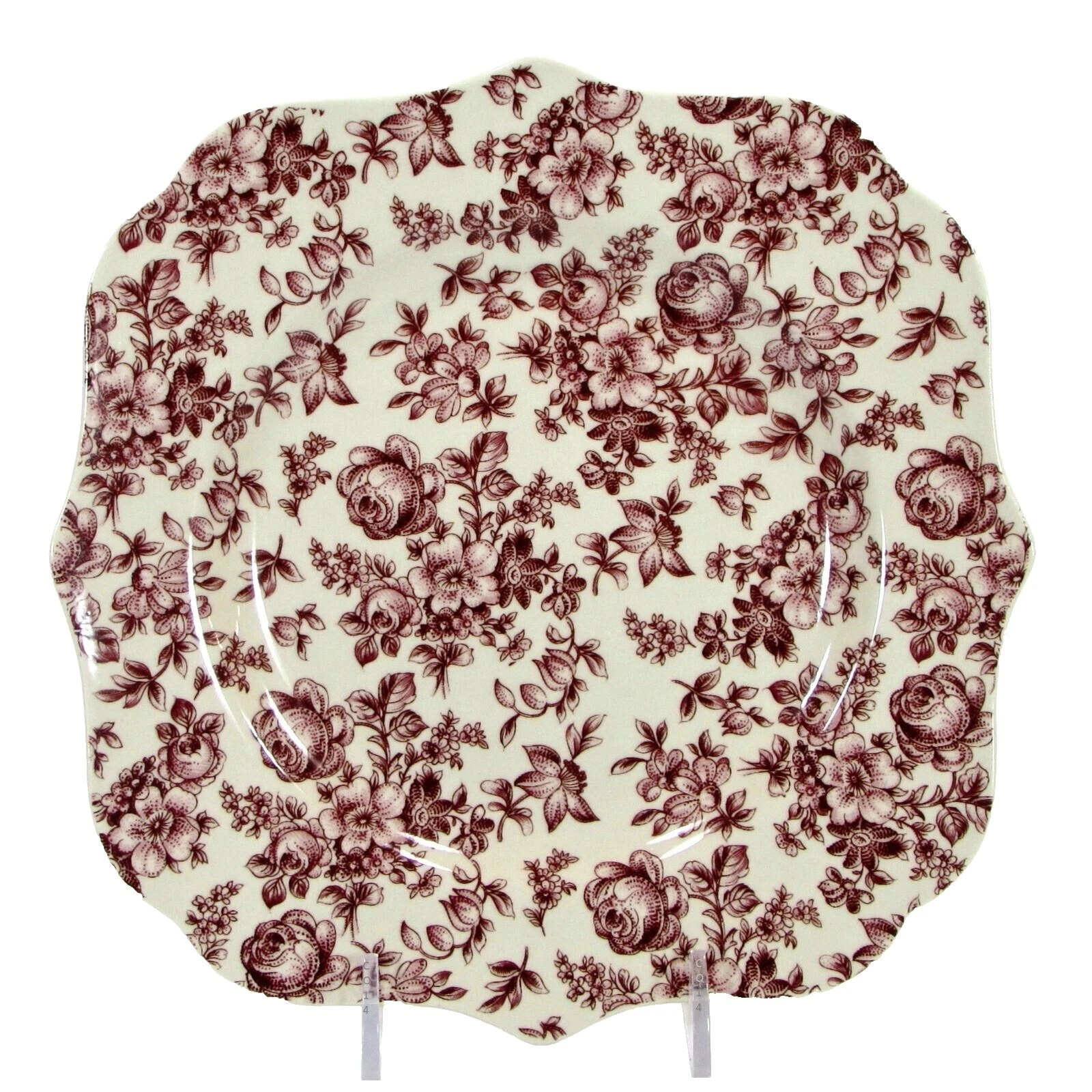 Platos de Vajilla floral gres cuadrada