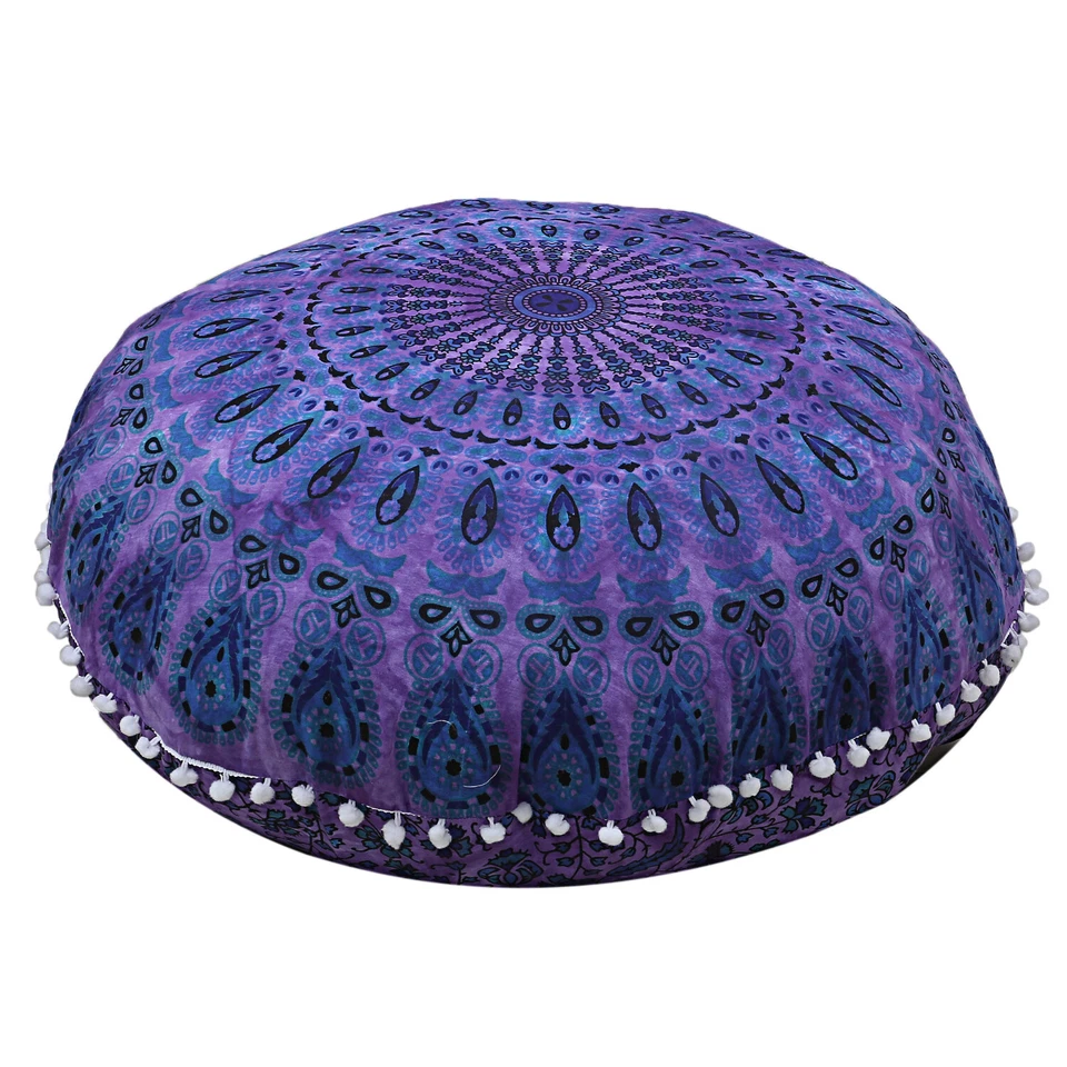Cover Round Mandala Floor Pillow Cushion Case Decor Room Pouf Pom Indian Ottoman - Image 4 of 4