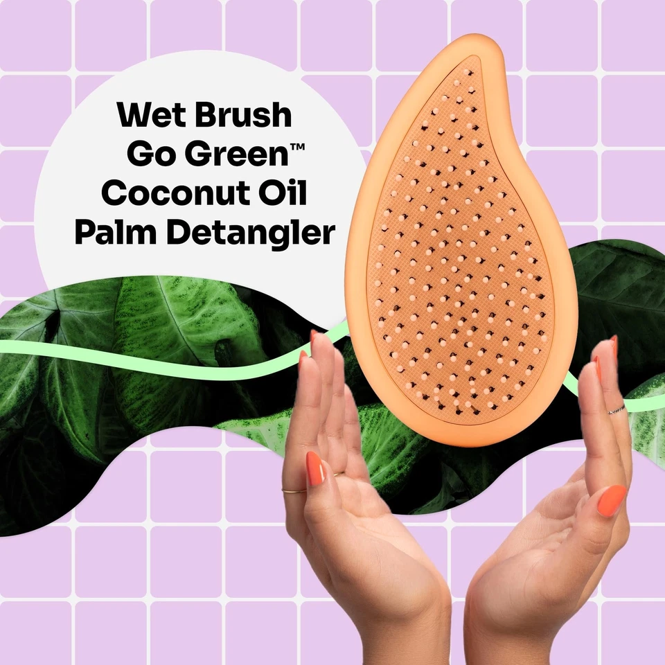 Wet Brush Go Green Palm Detangling Hair Brush Infused with Coconut Oil -... - Imagem 2 de 4