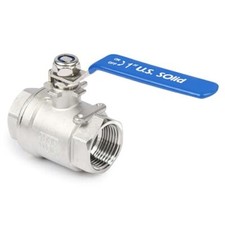 U.S. Solid 2-Way Manual Ball Valve 1 in Female 304SS Full Port 1000 WOG