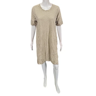 LOGO by Lori Goldstein Women's Beige Short Sleeves Dress Petite Size Medium - Image 1 of 4
