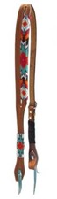 Western Leather Sliding One Ear Headstall Bridle with Aztec Beaded Design 14065