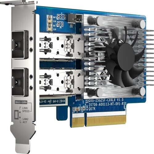 QNAP QXG-25G2SF-CX6 Dual-Port 25GbE PCIe 4.0 x8 Karta rozszerzeń sieci SFP28 - Zdjęcie 2 z 6