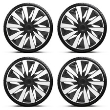 16" Wheel Trims Wheel Cover Hub Caps Black & Silver Lazio Set Of 4