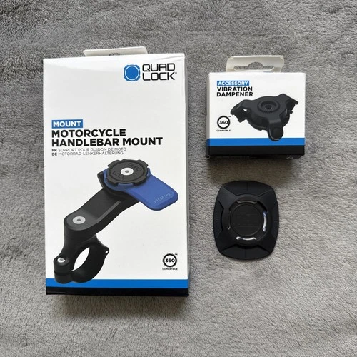 QUAD LOCK Phone Motorcycle Handlebar Mount + Vibration Dampener + Adapter NEW