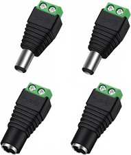 2 Male 2 Female 12 V 2.1X5.5Mm DC Power Jack Plug Adapter Barrel Connector ...