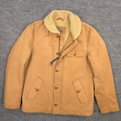#ad #ad LL Bean Signature Waxxed Canvas Barn Jacket Mens S Tan Slim Sherpa Lined Chore $74.99