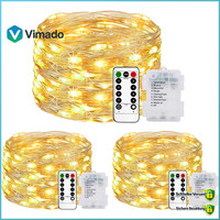 Lichterkette 5M 50 LED Batterie Warmweiß Mit Timer Fernbedienung Wasserdicht