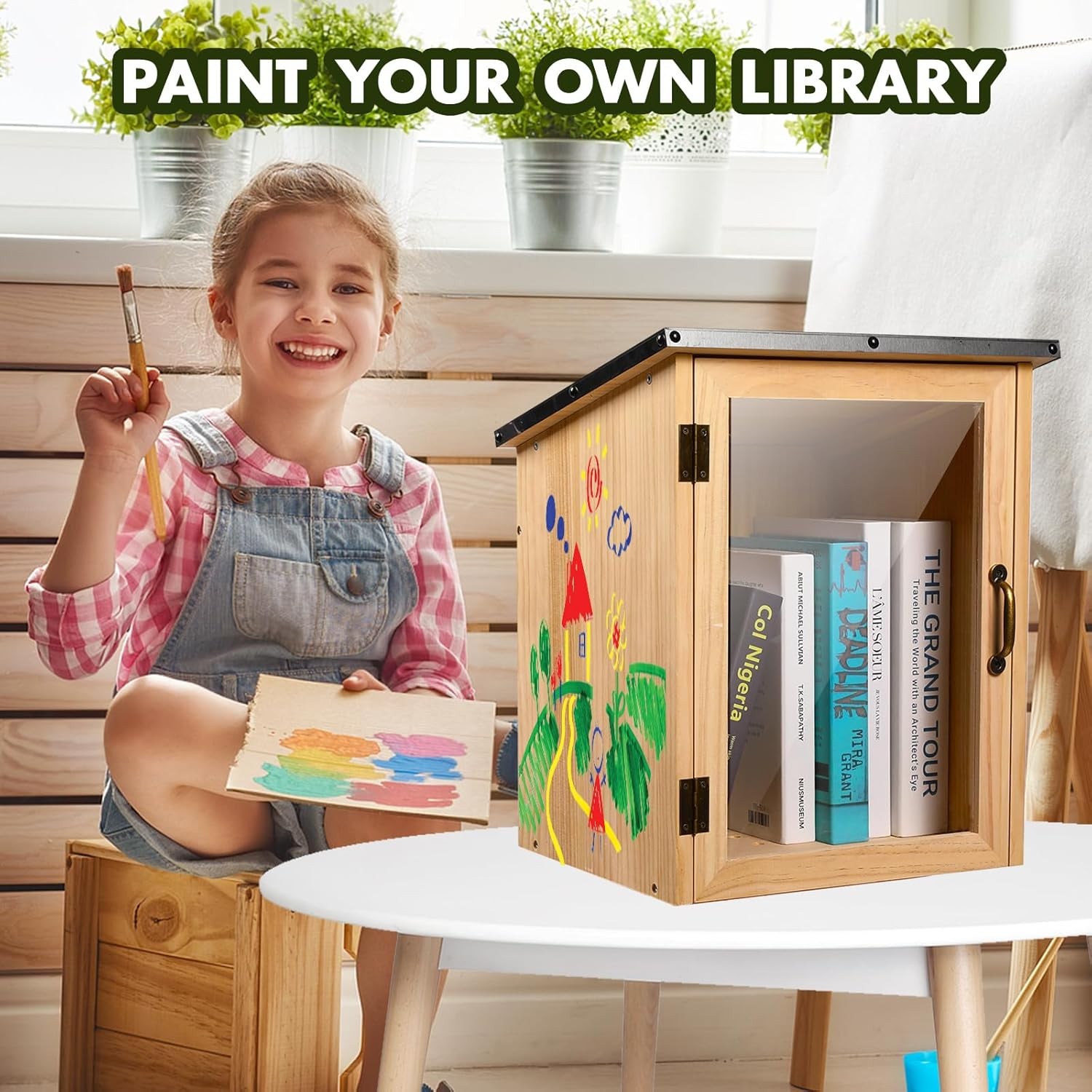 Outdoor Library Box with Little Library Mount,Diy Book Box outside Storage Cabin