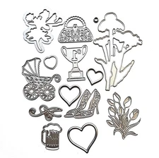 14 ALL OCCASIONS Cutting Dies Shoes Purse Baby Pram Beer Tulips Celebrate um268