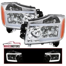Led Headlights Fits 2004-2015 Titan 2004-2007 Armada Assembly Headlamps Pair