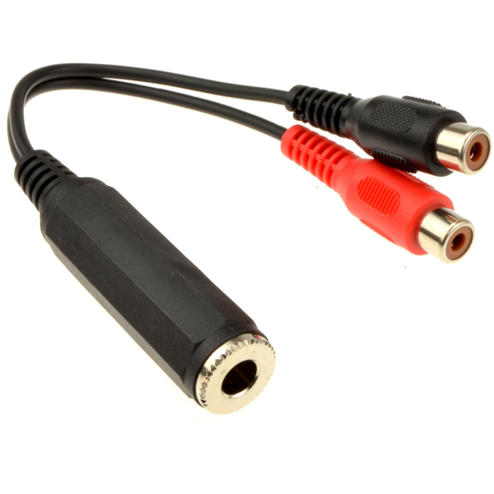 15cm 6.35mm Mono Jack Socket to 2 x Phono Sockets