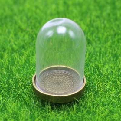 2 DIY Miniature Glass Display Dome with Bronze Metal Base Memory Locket 25X38mm