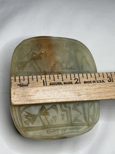 Antique Carved Soapstone Water Buffalo Beetle Scarab Paperweight ~ Hieroglyphics - 第 11/12 張圖片