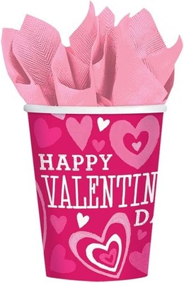 Valentine Party Red Hearts Holiday Valentine's Day Party 9 oz. Paper Cups