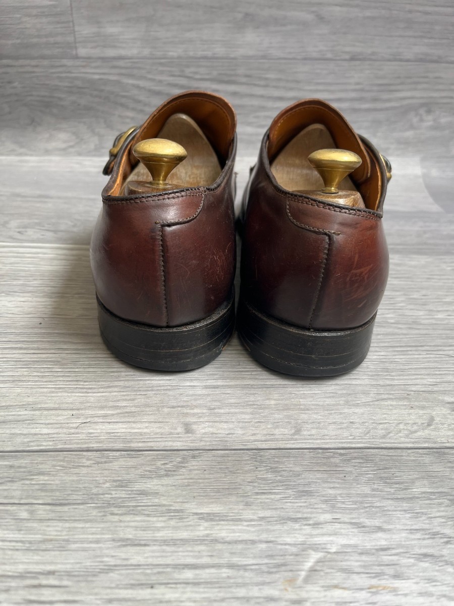 ALDEN 954 DARK BROWN SHELL CORDOVAN MONK STRAP PLAIN TOE SHOES