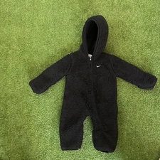 Nike Black Fleece Snowsuit Hooded Bunting Full Zip Baby Boys Girls Size 3 Months