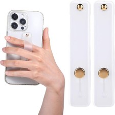 2Pcs White Silicone Phone Strap Grip Holder Kickstand for Most Phones