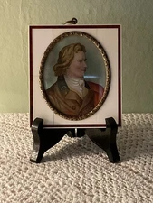 Antique Victorian 1880s Frederick the Great Miniature Portrait Signed "Fischer"