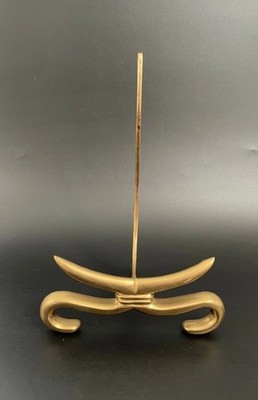 Vintage Mid Century Chinoiserie Chinese Brass Easel Plate Artwork Stand