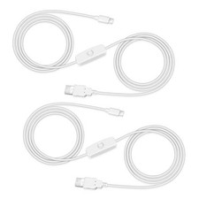 2Pcs 6.6FT 5V USB Type C with On Off Switch Extension Cable, USB-Type C White