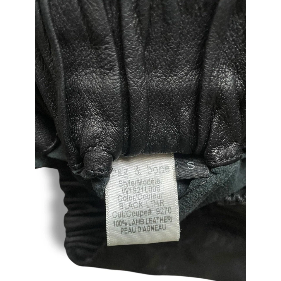 Micro Pantalones Cortos Rag and Bone Cuero Cordero Genuino Real Negro Talla Pequeña Suave Mini Foto 4 de 4