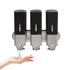 3 500ML Black Soap Dispenser Wall Mounted Liquid Bathroom Shower Hand Shampoo US