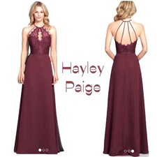 Hayley Paige Burgundy Maxi Dress Size 12 Evening Wedding Party