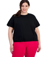 Ideology  Women Comfort Flow Drawcord T-Shirt, Deep Black, Sz: 3X