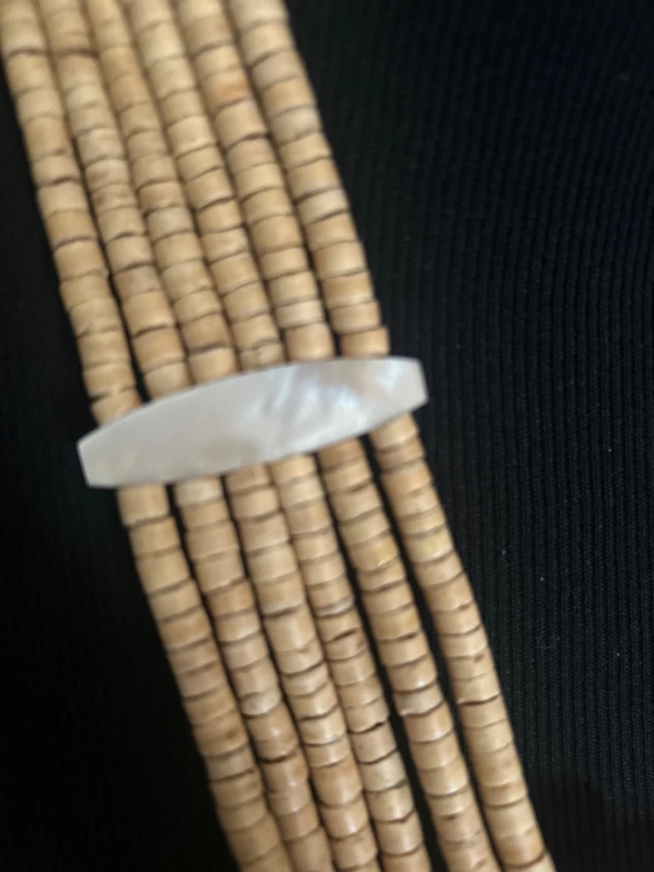 Cinturón de cadera bohemio nativo hippie vintage años 70 bronceado tallado a mano cuentas concha hueso Foto 3 de 4