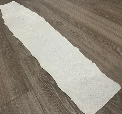 Large White Python Genuine Snakeskin Leather real hide snake skin boa Rattle 314
