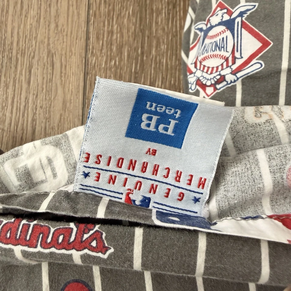 Pottery Barn Teen Kids Organic MLB Baseball Sheet Set Flat Fitted Full Queen - Image 2 of 2