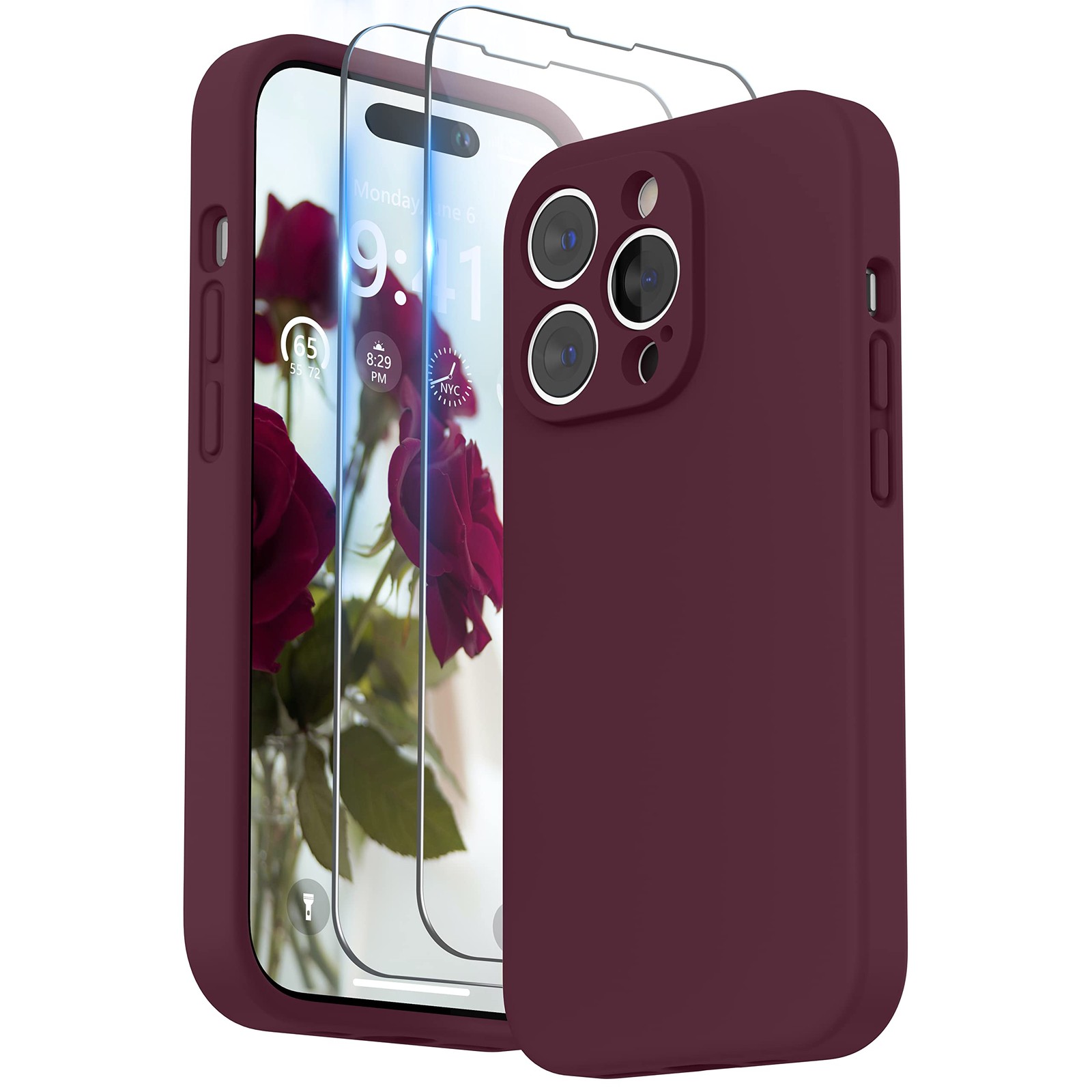 Coque silicone liquide iPhone 14 Pro Max de 6,7 pouces avec doublure microfibre