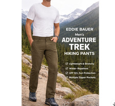 Eddie Bauer Men's 36x30 Adventure Trek Pants Slate Green Hiking Outdoor M0536