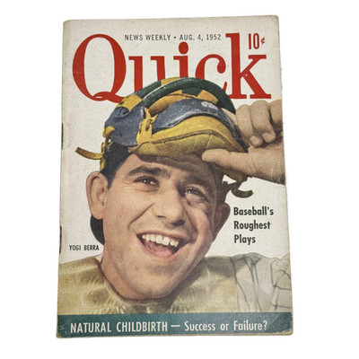 Quick Magazine August 4 1952 Yogi Berra Cover Vintage News Weekly Baseball