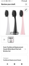 Sonic Toothbrush Replacement Head Soft Bristles White Black Pink Set