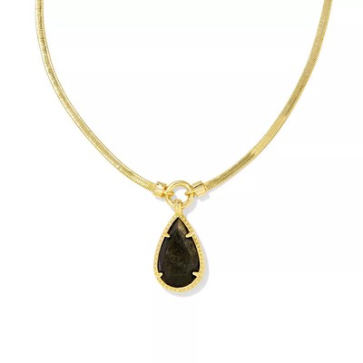 Kendra Scott Sami Herringbone Statement Necklace - Gold Sheen Obsidian