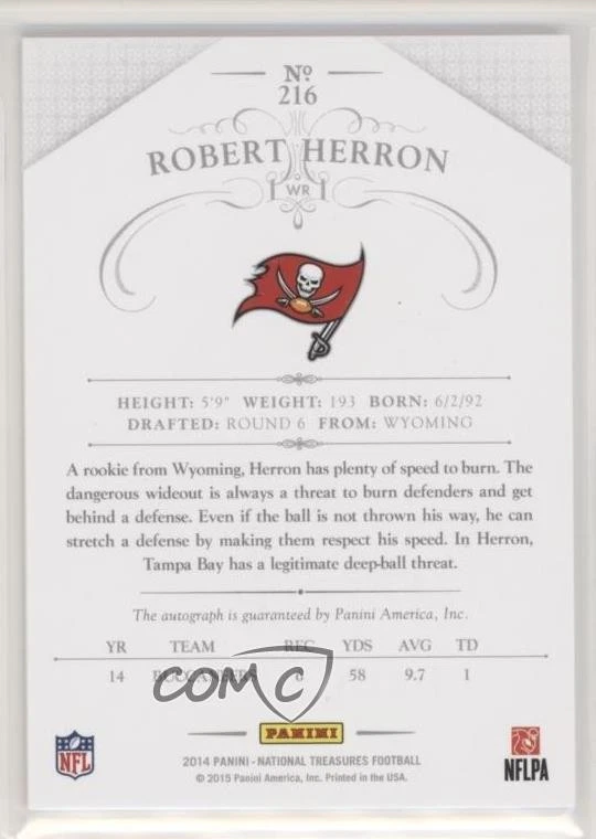 2014 Panini National Treasures Signatures /99 Robert Herron #216 Rookie Auto RC - Image 2 of 2