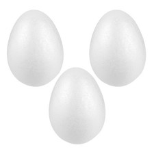 3pcs Easter Craft Eggs DIY White Smooth Polystyrene Foam Egg Shapes for Spring