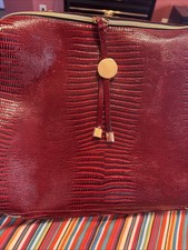 NEW Estee Lauder Red Faux Croc Embossed Train Case Make Up Travel Bag