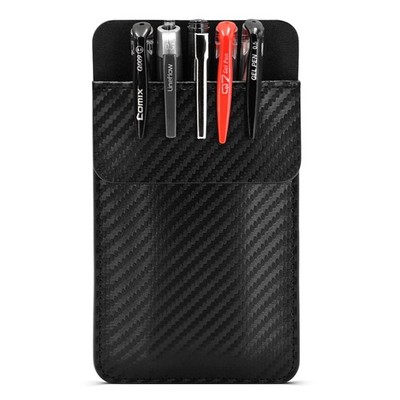Leather Pocket Protector for Men Carbon Fiber Pattern for Shirts Lab Coats