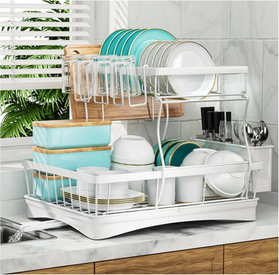 Large Dish Drying Rack, 2-Tier Dish Racks for Kitchen Counter, Detachable Large 