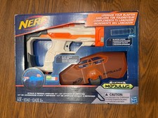 2014 NERF Modulus Strike and Defend BLASTER STOCK  BLAST SHIELD  2 DART Kit