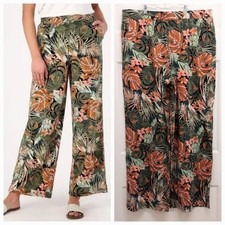 Denim  Co Beach Jersey Wide Leg Pants Tall XLT Olive Tropical Resortwear