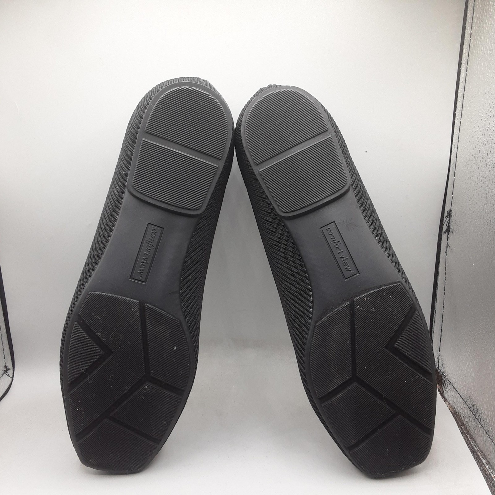 Comfortview Shoes Womens Size 11 Black Knit Ballet Flats Slip On Square Toe