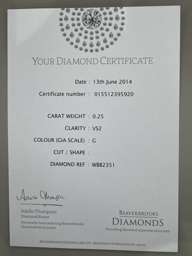 Beaverbrooks 18ct White Gold 0.25ct Natural Diamond Ring 6mm Size Z +1 - Picture 10 of 17